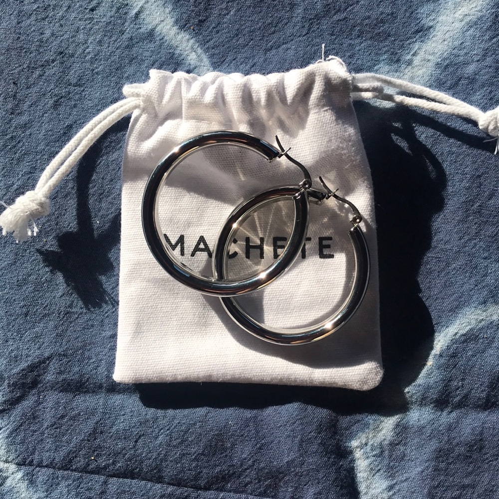 Machete sterling silver 2” hoop earrings